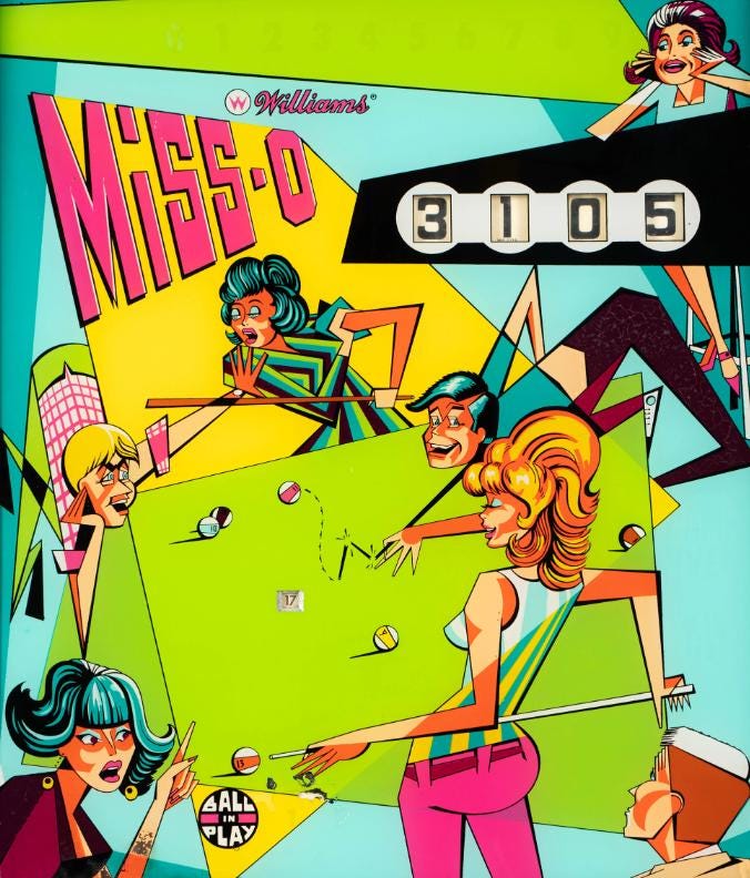 Retro Glow Pinball Art – 8"x10" LED Framed Print - "Miss-O"
