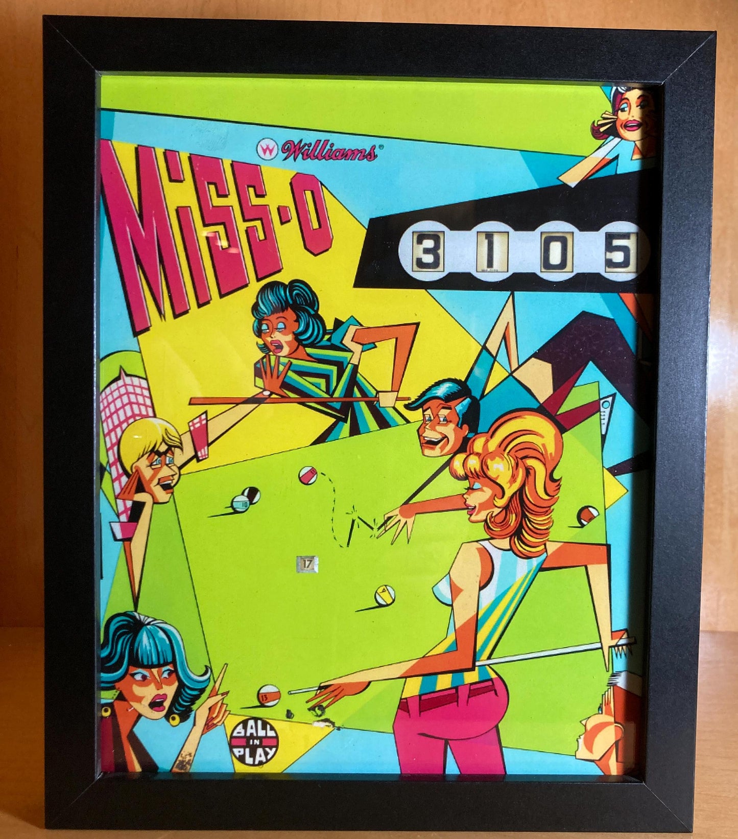 Retro Glow Pinball Art – 8"x10" LED Framed Print - "Miss-O"