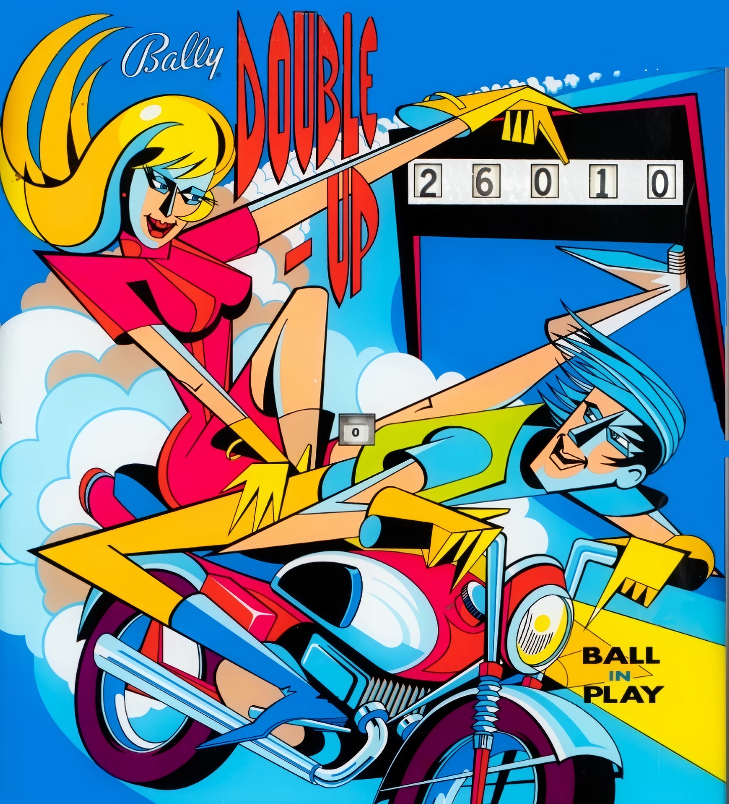 Retro Glow Pinball Art – 8"x 10" LED Framed Print - "DOUBLE UP"