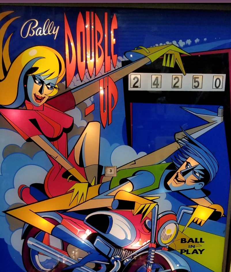 Retro Glow Pinball Art – 8"x 10" LED Framed Print - "DOUBLE UP"