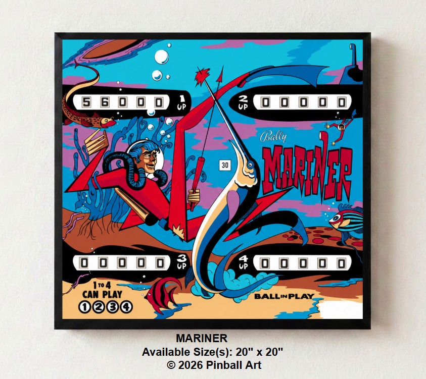 Mariner Illuminated Pinball Artwork
