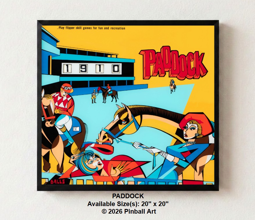 Paddock Illuminated Pinball Artwork