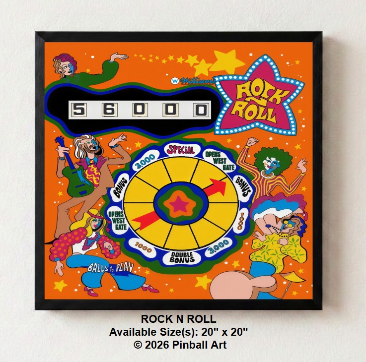 Rock N Roll Illuminated Pinball Artwork