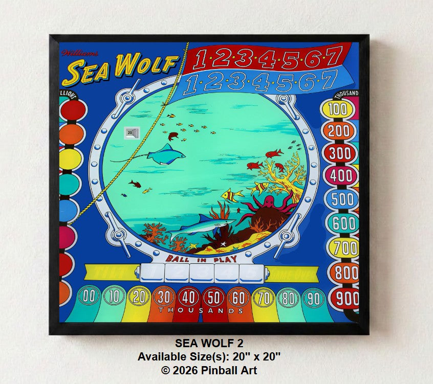Sea Wolf 1 Illuminated Pinball Artwork