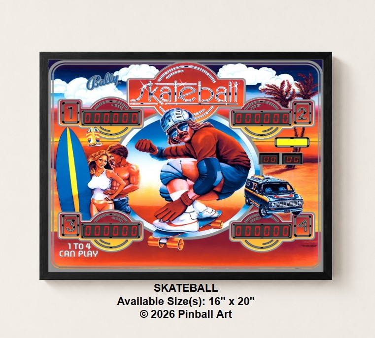 Skateball Illuminated Pinball Artwork