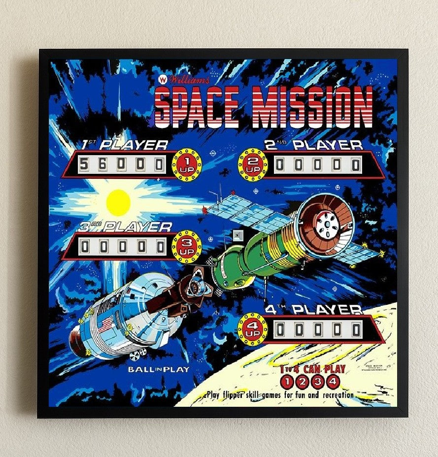 Space Mission – 20″ × 20″ Illuminated Pinball Art