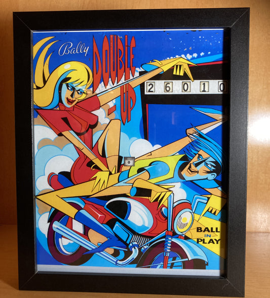 Retro Glow Pinball Art – 8"x 10" LED Framed Print - "DOUBLE UP"