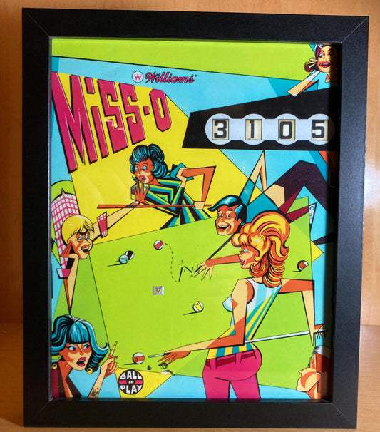 Retro Glow Pinball Art – 8"x10" LED Framed Print - "Miss-O"