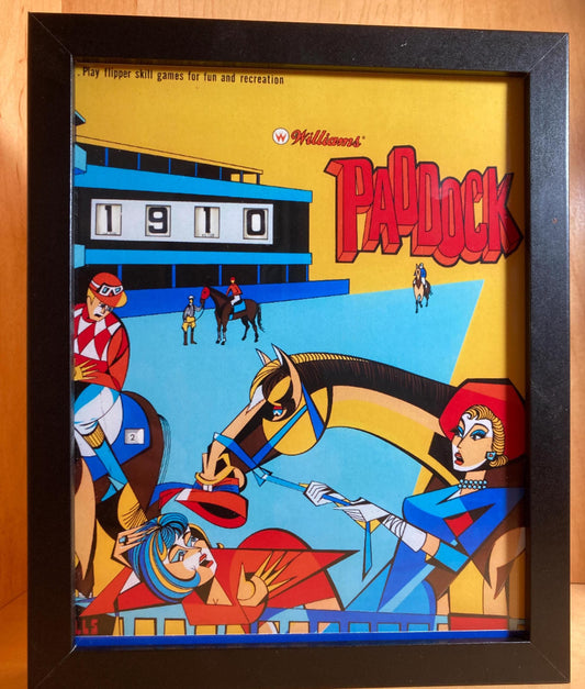 Retro Glow Pinball Art – 8"x 10" LED Framed Print - "PADDOCK"
