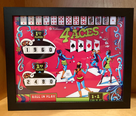 Classic pinball art for your office or game room - 8" x 10" - backlighted - "4 ACES"