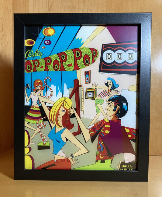 Retro Glow Pinball Art – 8"x 10" LED Framed Print - "OP-Pop-Pop"
