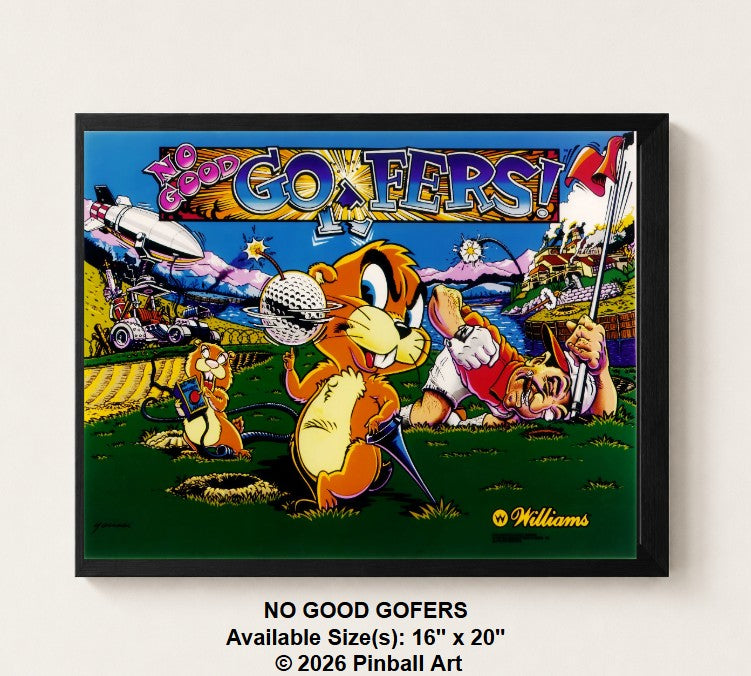 No Good Gofers Illuminated Pinball Artwork