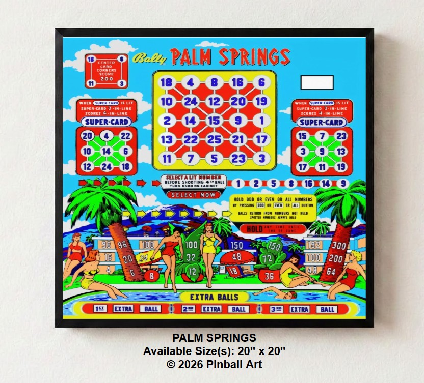 Palm Springs Illuminated Pinball Artwork