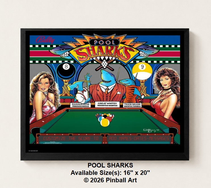 Pool Sharks Illuminated Pinball Artwork