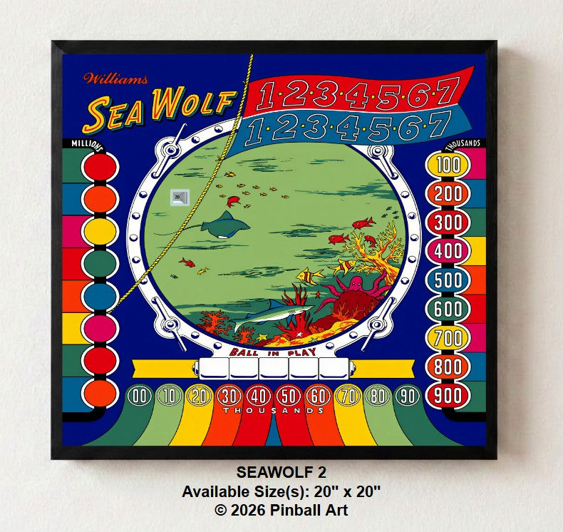 Sea Wolf 2 Illuminated Pinball Artwork