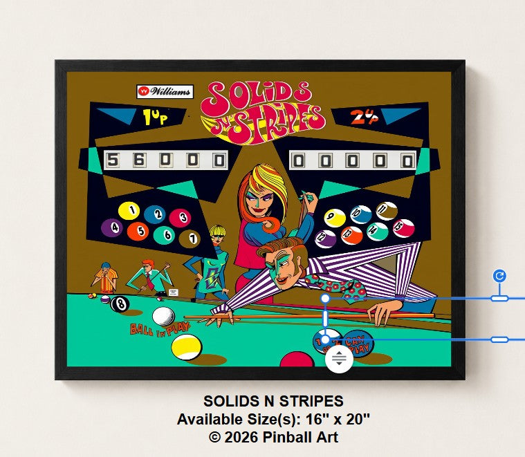 Solids N Stripes Illuminated Pinball Artwork